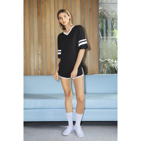 American Apparel AARSABB4481 UNISEX POLY-COTTON V-NYAKÚ FUTBALL PÓLÓ S