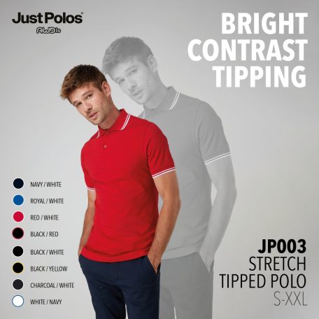 Just Polos JP003 STRETCH TIPPED POLO 2XL