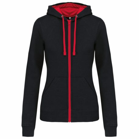 Kariban KA467 LADIES’ CONTRAST HOODED FULL ZIP SWEATSHIRT 2XL