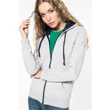 Kariban KA467 LADIES’ CONTRAST HOODED FULL ZIP SWEATSHIRT 2XL