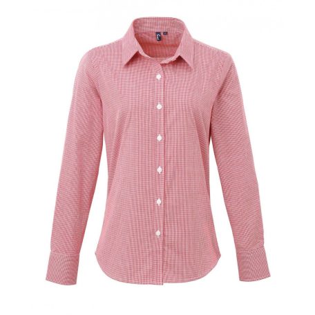 PR320 WOMEN'S LONG SLEEVE GINGHAM MICROCHECK SHIRT