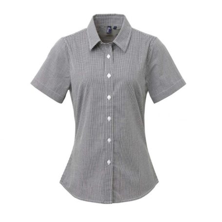 PR321 WOMEN'S SHORT SLEEVE GINGHAM MICROCHECK SHIRT