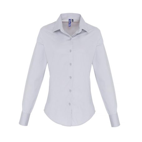 PR344 WOMEN'S STRETCH-FIT COTTON POPLIN LONG SLEEVE SHIRT