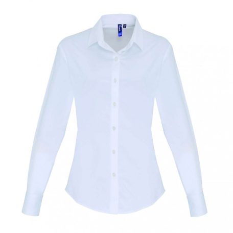 PR344 WOMEN'S STRETCH-FIT COTTON POPLIN LONG SLEEVE SHIRT